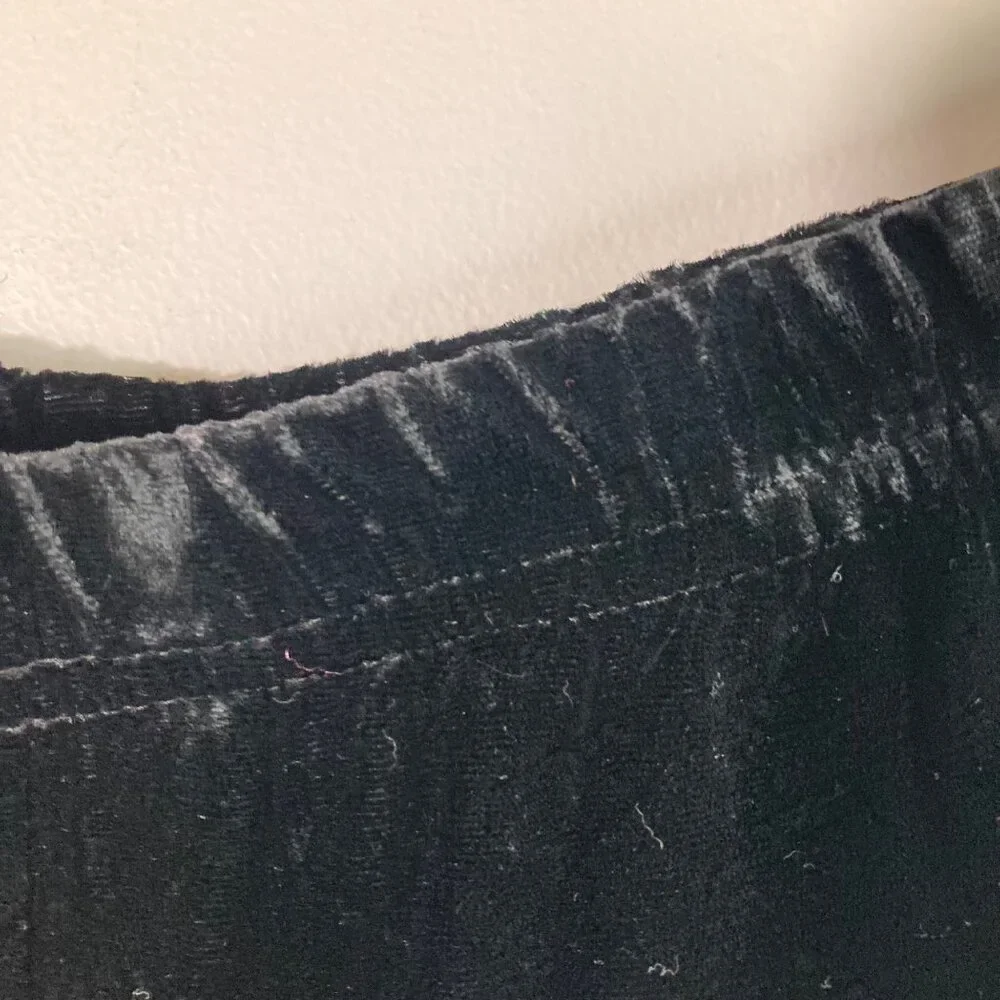 Womens Vintage J Jill Velvet Wide Leg Pants L Black‎ Rayon Side Zip